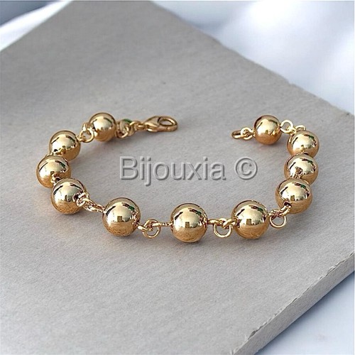 Bracelet boules 8mm - boules, plaqué