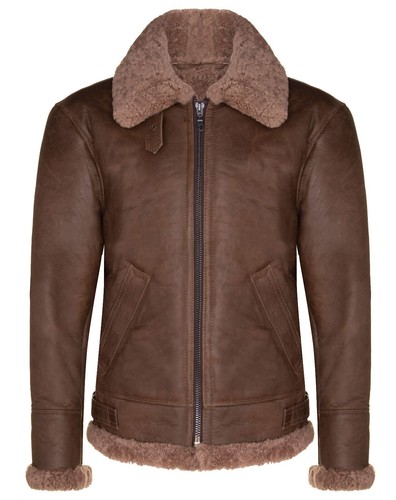 Veste cuir shearling marron - veste,