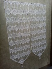 RIDEAUX DUO  DENTELLE AJOUREE FIL CUISINE MOTIFS ANCRE MARINE VOILIERS  60X 160
