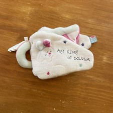 Doudou Peluche Livre Sucre D’orge Mes Rêves De Douceur Blanc Rose D’activités