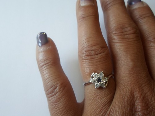 Bague argent massif fleur - en,