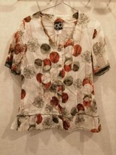 Blouse coton blanche verte et orange T36 GD (2211174)