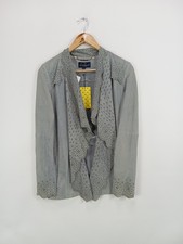 Luisa Spagnoli Blazer Femme Gris Cuir Ajouré Élégant (EU 36)