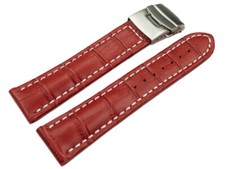 Bracelet montre boucle déployante veau grain croco rouge wN 18mm 20mm 22mm 24mm 