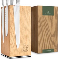 Bloc Couteaux Cuisine en Bois de Chêne - Porte Couteau Magnétique - Porte-Coutea