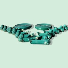 Vintage French Ceramic Set of 12 Hand Painted Ducks Knife Rests and 2 Coasters