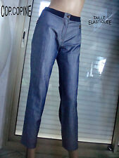 JEANS PANTALON BLEU JEANS TAILLE ELASTIQUEE DE MARQUE COP.COPINE  T36 