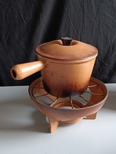 A2BC/?️VINTAGE LE CREUSET  APPAREIL A FONDUE EN FONTE  MARRON  BON ETAT  ?️
