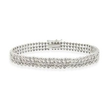 925 Argent Sterling 1ct Diamant Trois Rangées Bracelet, J-K-I3