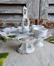 ANCIEN SERVITEUR PORTE COQUETIERS OEUFS EN PORCELAINE