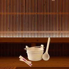 Tonneau et louche de sauna en