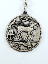 PORTE-CLES - Médaille CHEVAUX Antiquité CHAR ROMAIN - Gravure Années 60 -