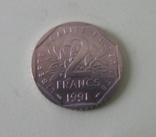 2 franc 1991 semeuse nickel frappe monnaie ( pas B E ni frappe médaille )