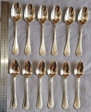 CHRISTOFLE : 12 Cuillères à entremets métal argenté à filets RUBANS L = 18,5 cm