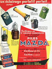 publicité Advertising  0922  1954   piles mazda  éclairage lampe   supercontrol