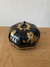 Boîte En Bois Laqué Noir Et