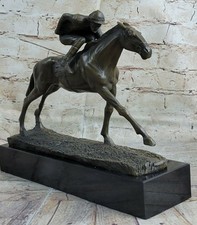 Statue En Bronze De Cheval Jockey De Course En Marbre Hommage Au Pur Sang Cadeau