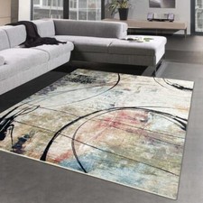 Tapis moderne Aspect Soie design abstrait | brillant & doux | marron-bleu