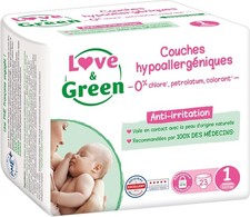 Love & Green - Couches Bébé Saines et Ecologiques - Taille 1 (2-5 kg) - 23 couch