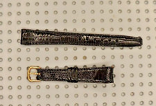NEUF bracelet montre cuir lezard veritable 13mm  noir  boucle dorée