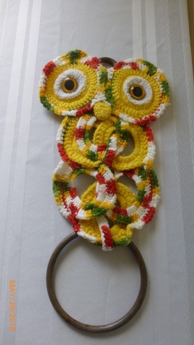 Vintage crocheted owl towel - vintage,