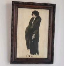 Femme au Manteau Gouache sur