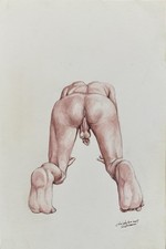 Dessin Original Signé De Christopher Shellhammer  ( Figure Legs Crossed Under ) 