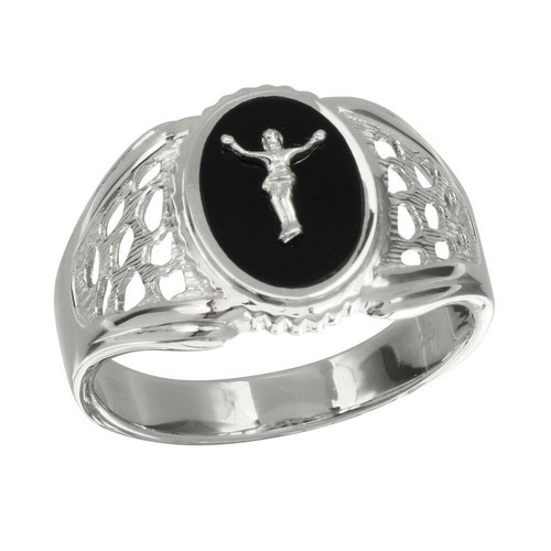 Bague crucifix onyx rond en - crucifix,