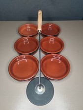 Ancien Service à crème brûlée avec 6 ramequins Et son fer à caraméliser Vintage 