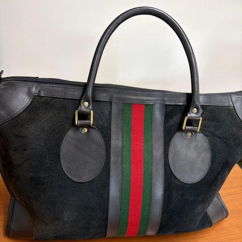 Sac boston daim gucci noir - en,