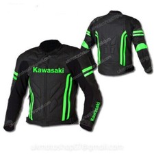 KAWASAKI Veste en Cuir de Moto Veste Motard en Cuir Veste en Cuir de Motard CE