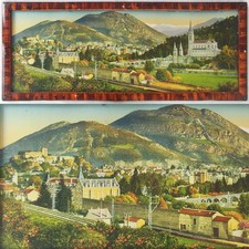 Ancienne PHOTO PANORAMIQUE Colorisée CHROMO Lourdes - Old Colored Picture