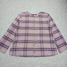 Gudrun Sjoden Chemisier Femme Taille XL Coton Pastel Carreaux Boutonné Shirt Top