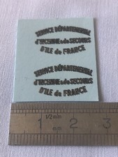 Maquette miniatures : decals décalcomanies Pompiers Île De France. 1/43
