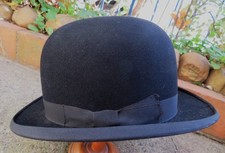 CHAPEAU MELON ancien FEUTRE  NOIR- TAILLE 56 - ENGLISH HOUSE- début XIXe