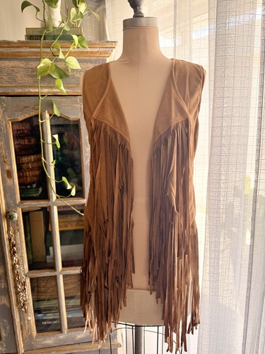 Boho fringe vest - fringe, suede