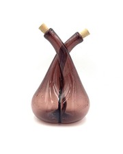 Verrerie De BIOT Huilier / Vinaigrier Verre Bullé Mauve Bon État