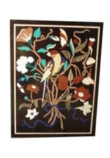 61cm x 45.7cm Noir Marbre Table Top Pierre Inlaid Floral Travaux