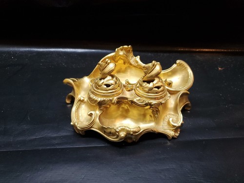 Encrier ancien bronze doré - ancien,