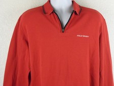 Vintage Polo Sport Ralph Lauren Polo Shirt Zipper Size L Long Sleeve Red Cotton 
