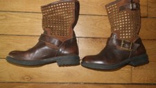 BOTTINES CLOUTEES EDEN SHOES TAILLE 36 COULEUR MARRON 100% CUIR
