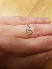 Jolie Bague Or Blanc 375 Et 14 Diamants, Taille 53/54