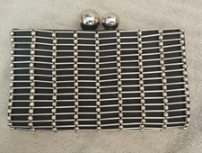 Sac à main pochette de soirée RODO Italy Italie  vintage années 80 noir et métal