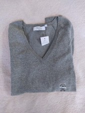 Pull femme gris col V léger