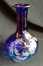 BACCARAT  flacon en Cristal Côtes Vénitiennes bleu Emaillé Or et blanc DN3659
