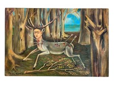 Tableau huile toile d'artiste Frida Kahlo signé estampillé main fait main art...