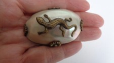 Rare broche époque Napoléon III - Bronze et Nacre - Salamandre