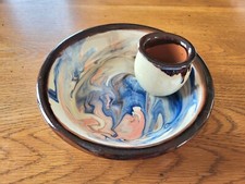 Plat à Tapas en Céramique Artisanale Marbrée Catalan Espagne Olives Apéritif