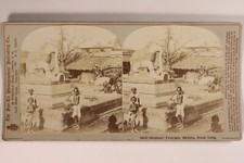 INDE Madurai Fontaine Éléphant 1901 Photo Stereo Vintage Citrate 