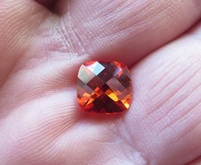 SAPHIR VERNEUIL MANDARINE FORME COUSSIN TAILLE échiquier 9 mm qualité joaillerie